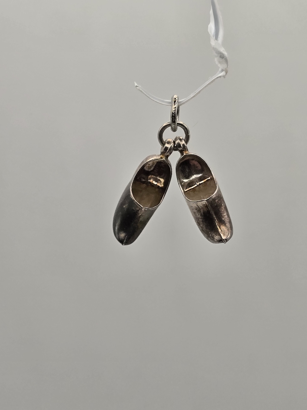 835 Silver Vintage Dutch Clog Shoes Oxidized 3D Mini Charm